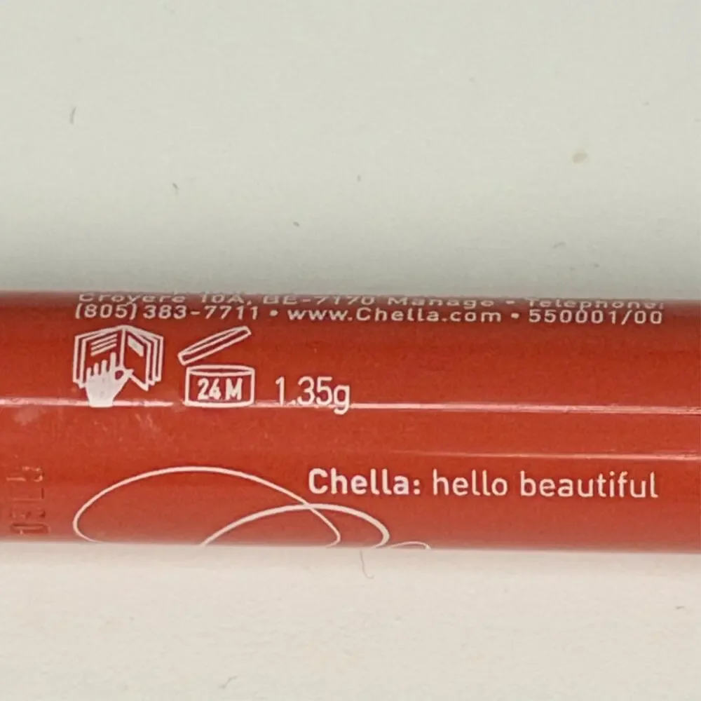 Chella Passionate Pink Rose Crayon Lip Pencil Red Travel .048 oz 1.35g New